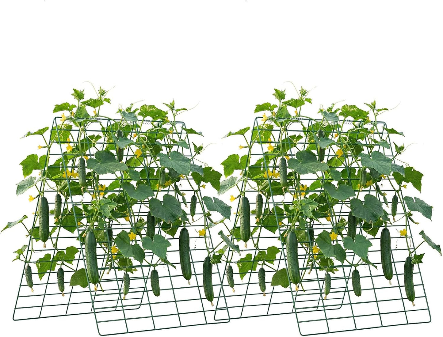 Cucumber Trellis, 46" x 34" Foldable A-Frame Garden Trellises for Raised Bed, 4 Panels, Metal Rustproof Outdoor Climbing Plant Support with 2 Plant Bags for Vine, Peas, Beans, Tomato, Flowers