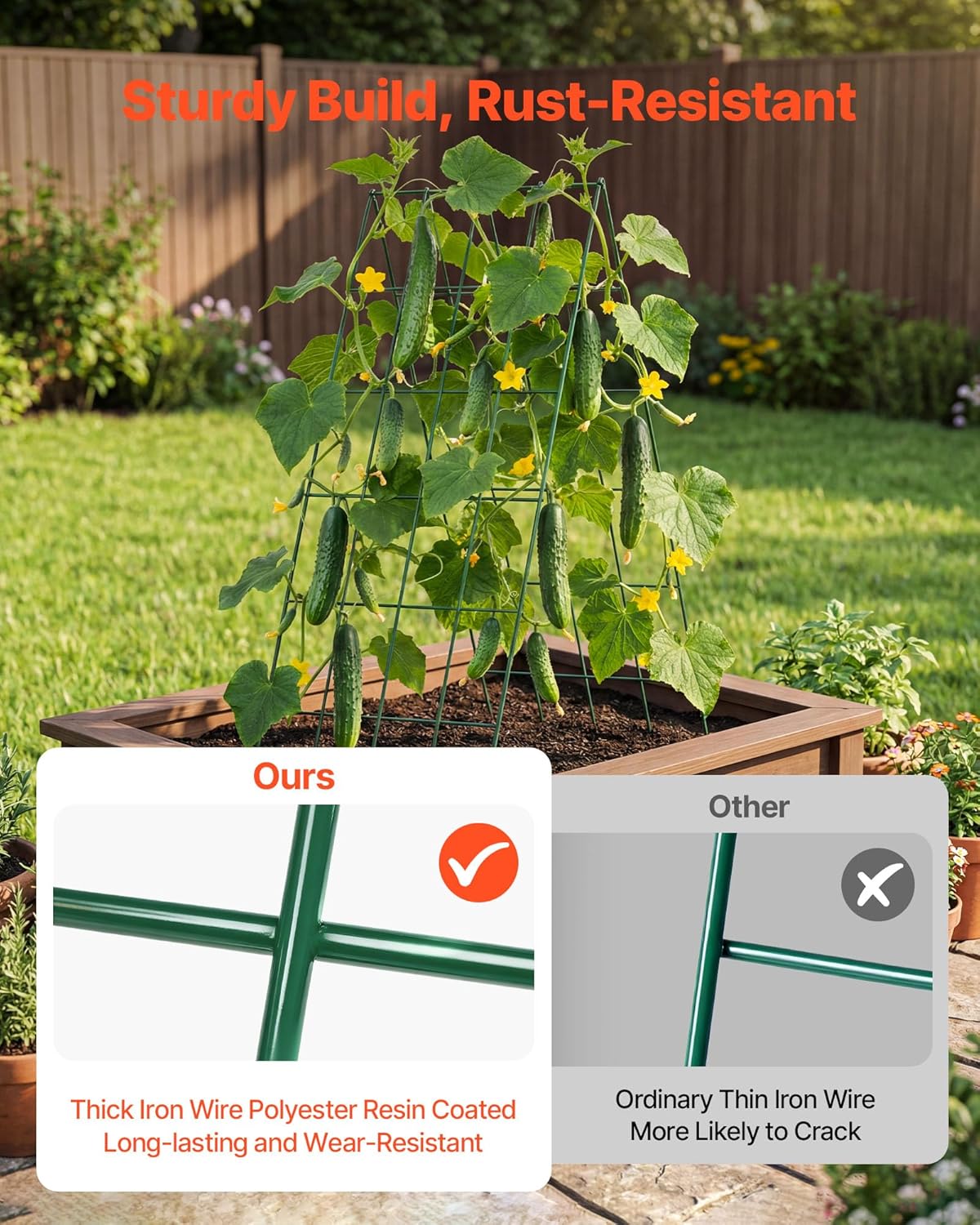 Cucumber Trellis, 46" x 34" Foldable A-Frame Garden Trellises for Raised Bed, 4 Panels, Metal Rustproof Outdoor Climbing Plant Support with 2 Plant Bags for Vine, Peas, Beans, Tomato, Flowers