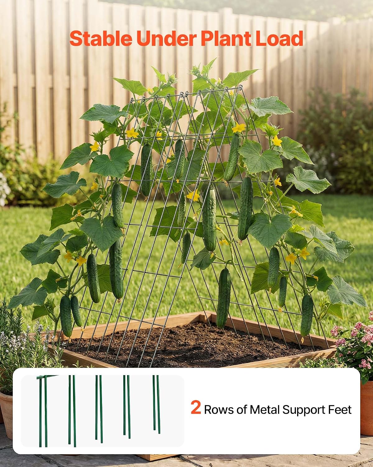 Cucumber Trellis, 46" x 34" Foldable A-Frame Garden Trellises for Raised Bed, 4 Panels, Metal Rustproof Outdoor Climbing Plant Support with 2 Plant Bags for Vine, Peas, Beans, Tomato, Flowers