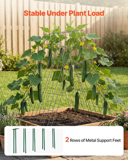 Cucumber Trellis, 46" x 34" Foldable A-Frame Garden Trellises for Raised Bed, 4 Panels, Metal Rustproof Outdoor Climbing Plant Support with 2 Plant Bags for Vine, Peas, Beans, Tomato, Flowers