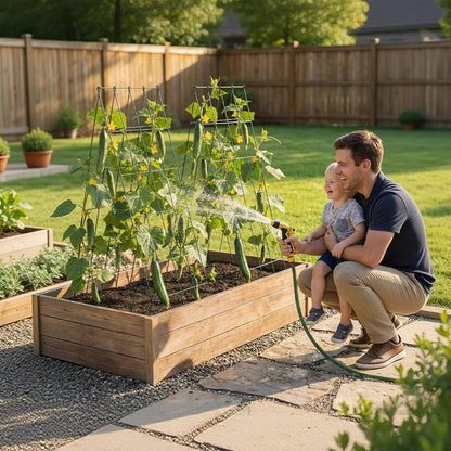 Cucumber Trellis, 46" x 34" Foldable A-Frame Garden Trellises for Raised Bed, 4 Panels, Metal Rustproof Outdoor Climbing Plant Support with 2 Plant Bags for Vine, Peas, Beans, Tomato, Flowers
