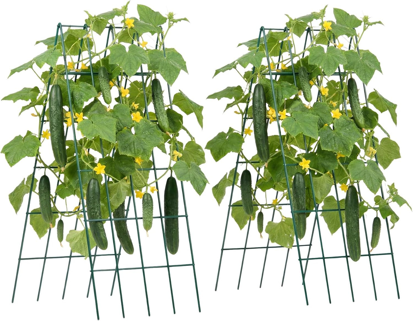 Cucumber Trellis, 46" x 34" Foldable A-Frame Garden Trellises for Raised Bed, 4 Panels, Metal Rustproof Outdoor Climbing Plant Support with 2 Plant Bags for Vine, Peas, Beans, Tomato, Flowers