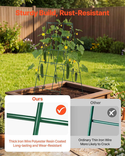 Cucumber Trellis, 46" x 34" Foldable A-Frame Garden Trellises for Raised Bed, 4 Panels, Metal Rustproof Outdoor Climbing Plant Support with 2 Plant Bags for Vine, Peas, Beans, Tomato, Flowers