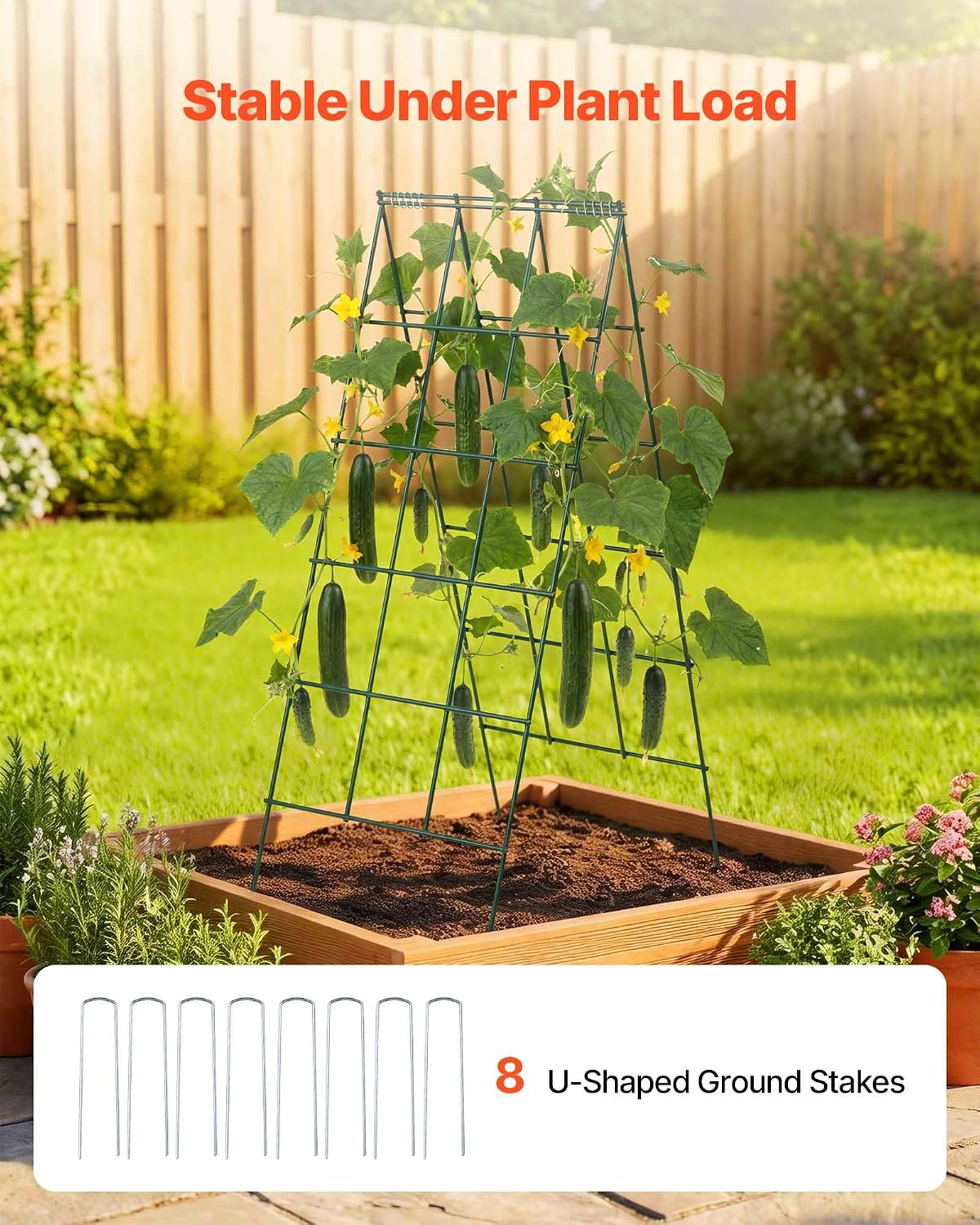 Cucumber Trellis, 46" x 34" Foldable A-Frame Garden Trellises for Raised Bed, 4 Panels, Metal Rustproof Outdoor Climbing Plant Support with 2 Plant Bags for Vine, Peas, Beans, Tomato, Flowers