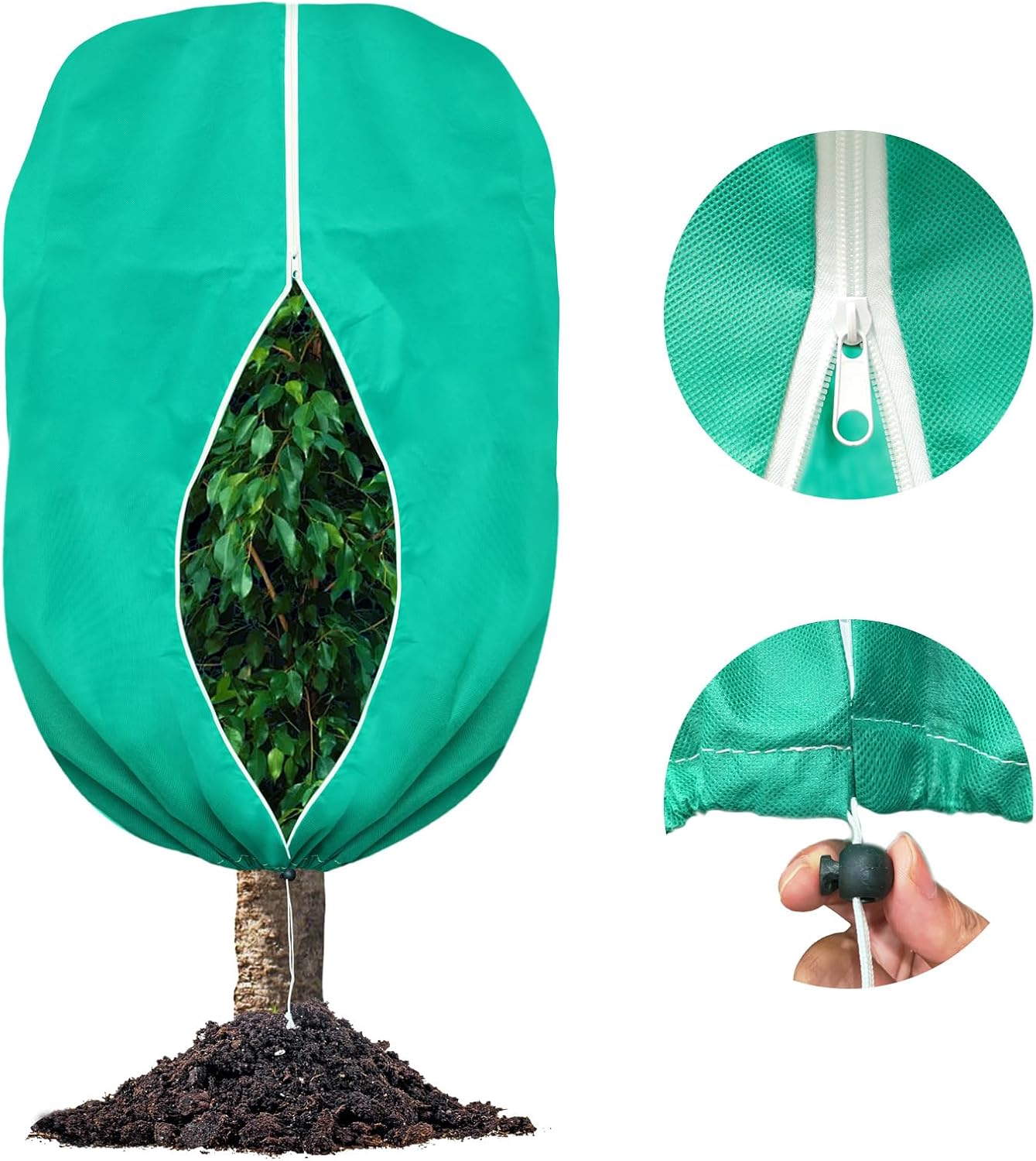 Plant Covers Freeze Protection, 47"W x 70"H Large Frost Cloth Blankets 2.47oz/yd² with Zipper Drawstring, Reusable Frost Tree Covers Shrub Jackets for Winter Outdoor Plants Potted Fruit Tree