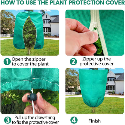 Plant Covers Freeze Protection, 47"W x 70"H Large Frost Cloth Blankets 2.47oz/yd² with Zipper Drawstring, Reusable Frost Tree Covers Shrub Jackets for Winter Outdoor Plants Potted Fruit Tree