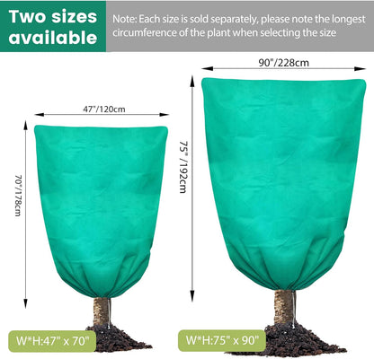 Plant Covers Freeze Protection, 47"W x 70"H Large Frost Cloth Blankets 2.47oz/yd² with Zipper Drawstring, Reusable Frost Tree Covers Shrub Jackets for Winter Outdoor Plants Potted Fruit Tree