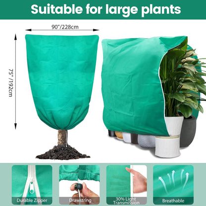 Plant Covers Freeze Protection, 47"W x 70"H Large Frost Cloth Blankets 2.47oz/yd² with Zipper Drawstring, Reusable Frost Tree Covers Shrub Jackets for Winter Outdoor Plants Potted Fruit Tree