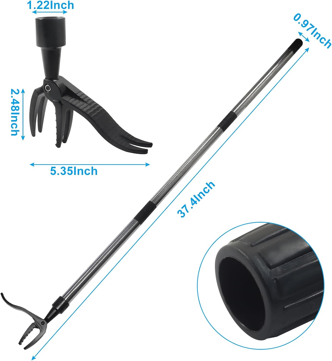 Weed Puller, Black Claw & Long Silver Metal Handle, 46",1 Pc