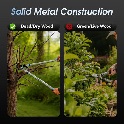 Loppers for Tree Trimming with Compound Action, 30 Inch Tree Trimmer, Thick Branch Cutter with ⌀ 2 Inch Cutting Capacity, Chops Thick Branches with Ease