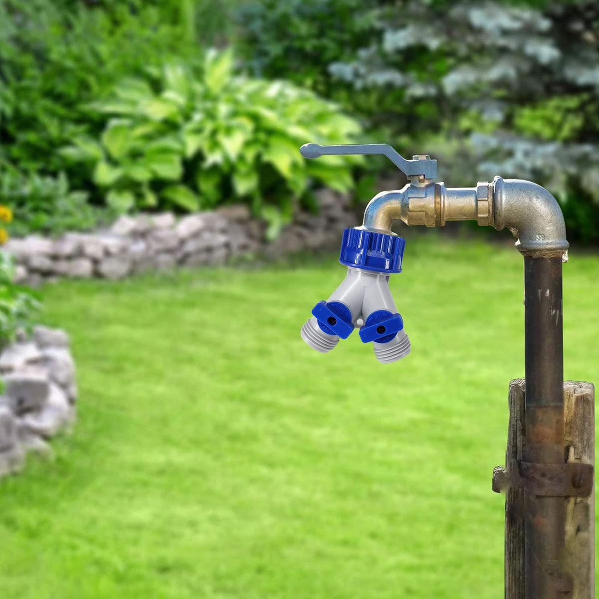 Garden Hose Splitter, 2 Pack 360° 3/4" Plastic Water Hose Splitter 2 Way, Garden Hose Connector with Faucet Watering Shut Off for Landscaping, Gardening, Flower Planting, Irrigation