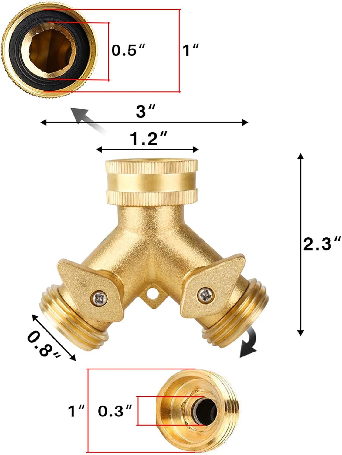 Hose Splitter 2 Way, Garden Hose Splitter, Outdoor Hose Connector