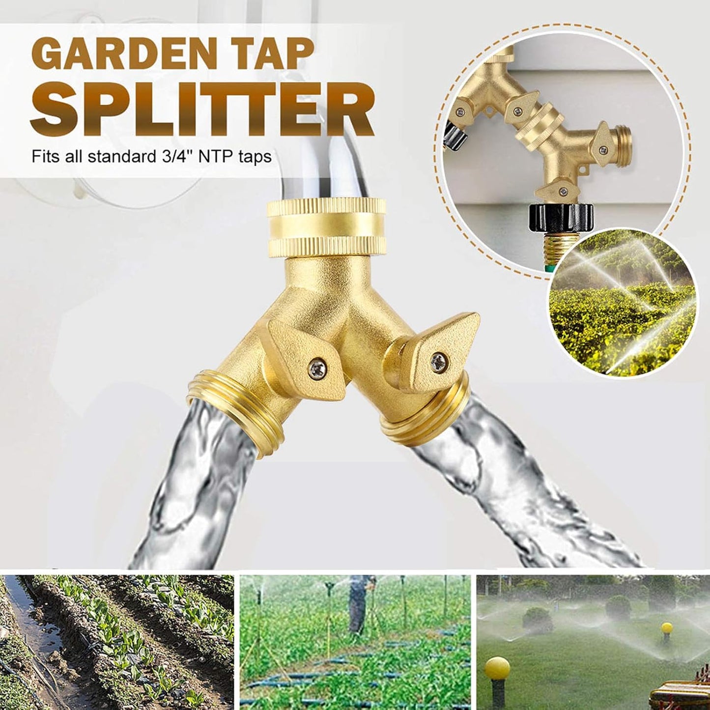 Hose Splitter 2 Way, Garden Hose Splitter, Outdoor Hose Connector