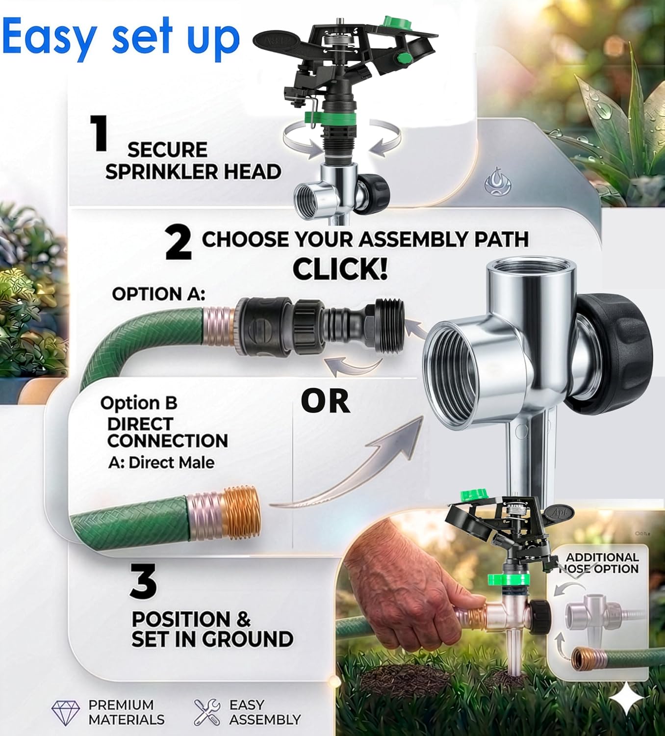 APT Sprinklers for Yard Lawn & Garden| 80 to 5800 Sq Ft Adjustable (2-Pack)