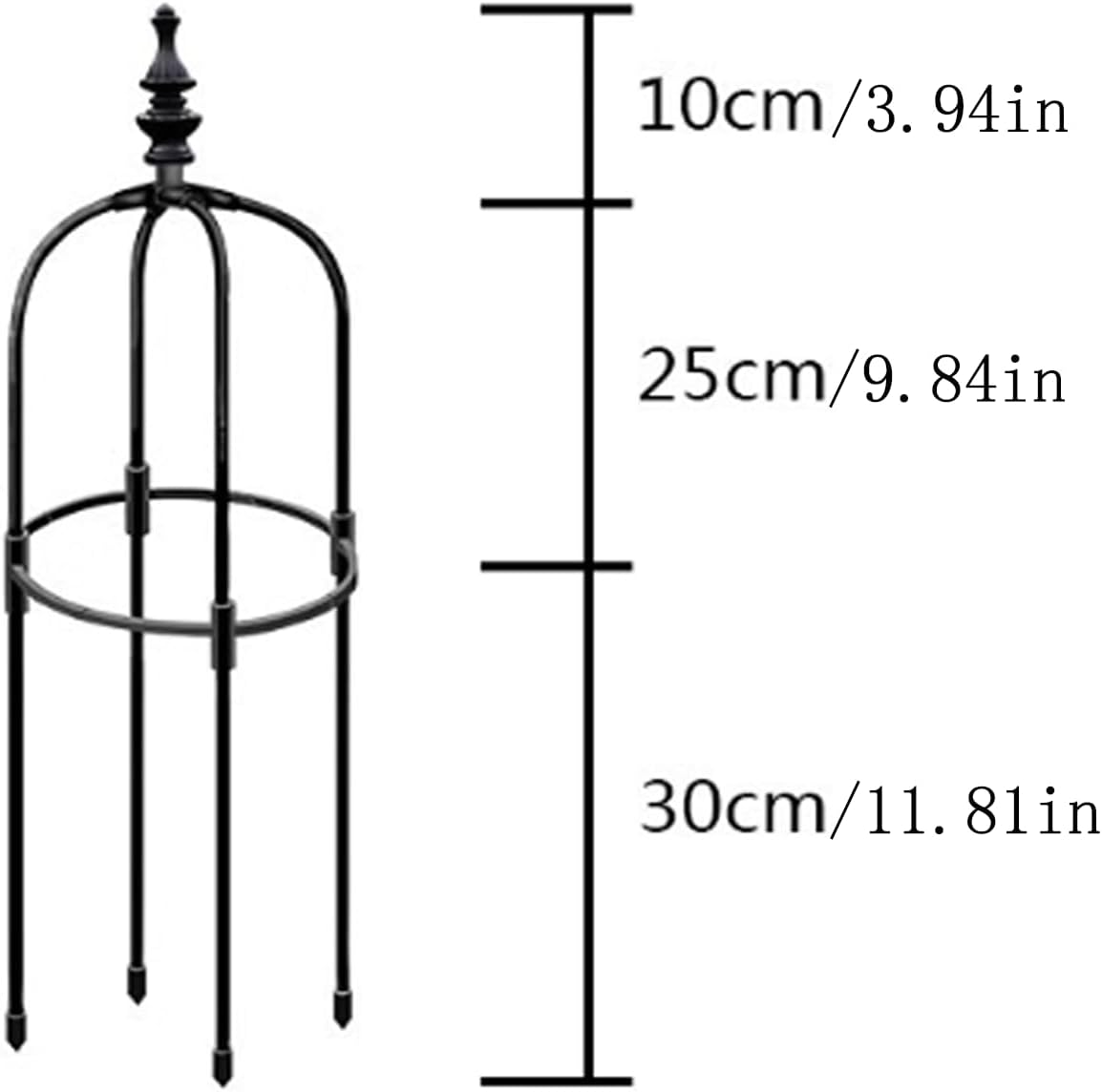Garden Obelisk Trellis for Climbing Plants 2FT/3FT/4FT/5FT Rose Bush Round Trellis for Pots Rustproof Plastic & Metal Plant Flower Trellises for Clematis Vine Support Outdoor Indoor (3FT)