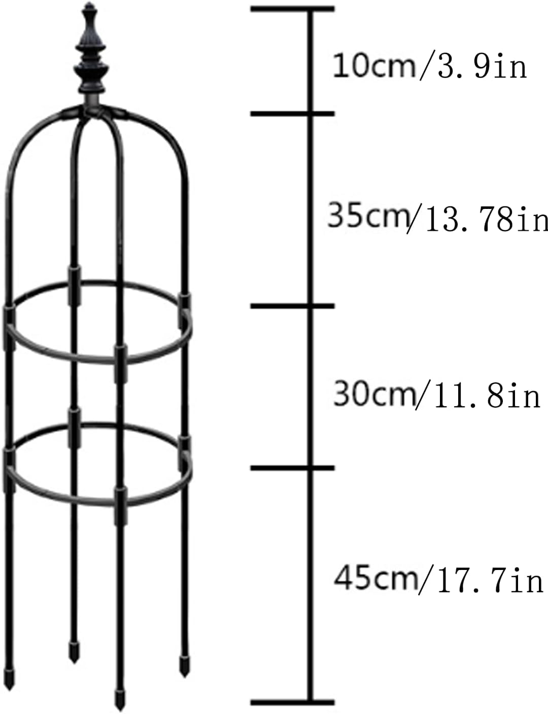 Garden Obelisk Trellis for Climbing Plants 2FT/3FT/4FT/5FT Rose Bush Round Trellis for Pots Rustproof Plastic & Metal Plant Flower Trellises for Clematis Vine Support Outdoor Indoor (3FT)