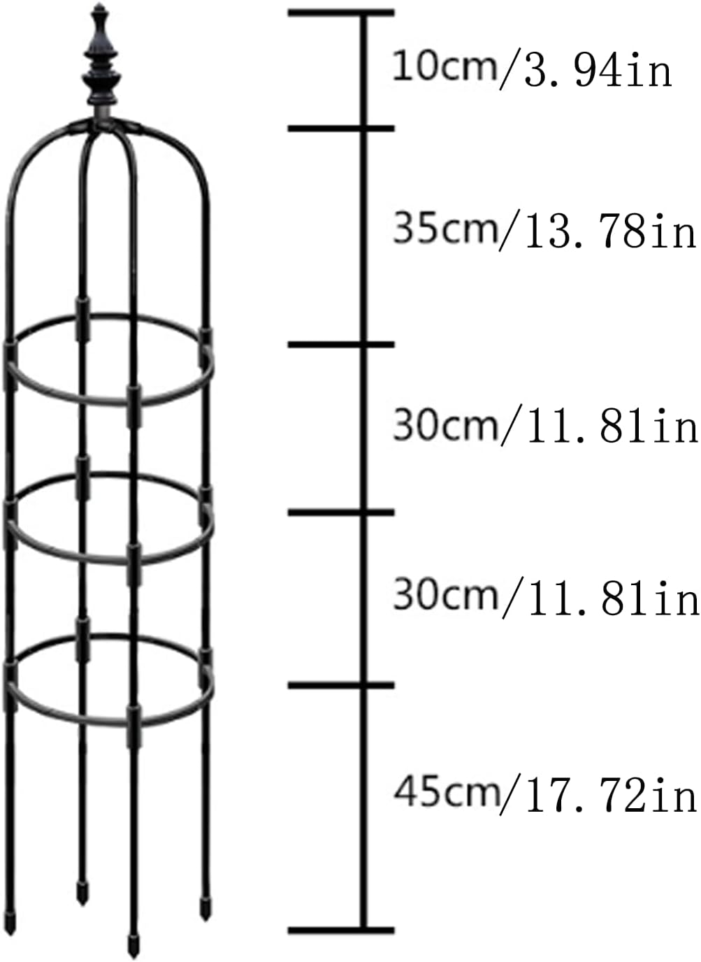 Garden Obelisk Trellis for Climbing Plants 2FT/3FT/4FT/5FT Rose Bush Round Trellis for Pots Rustproof Plastic & Metal Plant Flower Trellises for Clematis Vine Support Outdoor Indoor (3FT)