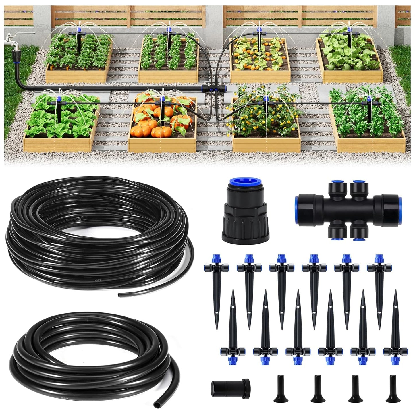 220FT Garden Drip Irrigation Kit for Large Gardens
