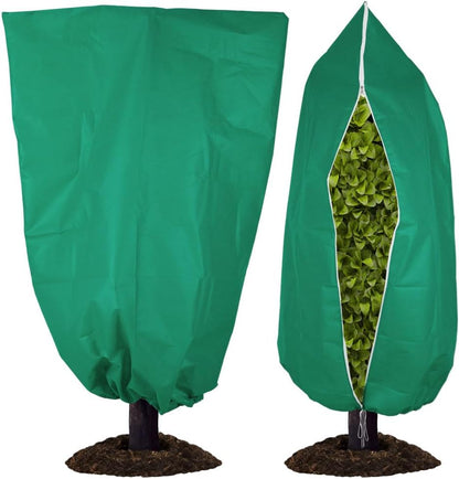 Plant Covers Freeze Protection 2 Packs 31.5" W X 47.2" H Thicker Large Outdoor Winter Frost Cloths Blankets with Zipper Drawstring, Reusable Garden Tree Cover Bags for Fruit Tree Shrub Potted