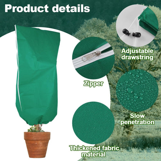 Plant Covers Freeze Protection 2 Packs 31.5" W X 47.2" H Thicker Large Outdoor Winter Frost Cloths Blankets with Zipper Drawstring, Reusable Garden Tree Cover Bags for Fruit Tree Shrub Potted