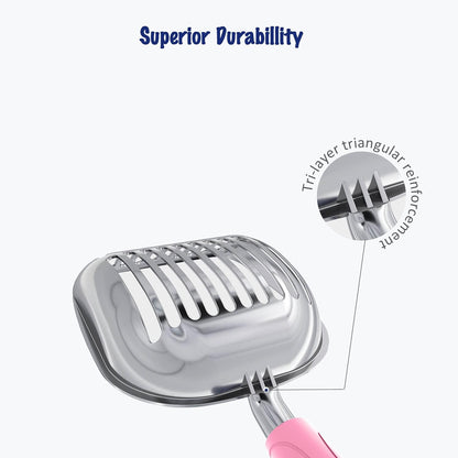 Cat Litter Scoop, Aluminum Alloy Sifter, Kitty Metal Scooper, Deep Shovel, Long Handle, Poop Sifting, Kitten Pooper Lifter, Durable, Heavy Duty, for Litter Box