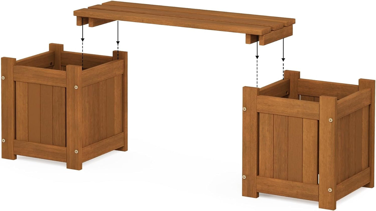 Furinno FG17478 Tioman Outdoor Patio Furniture Hardwood Potting Bench, Natural