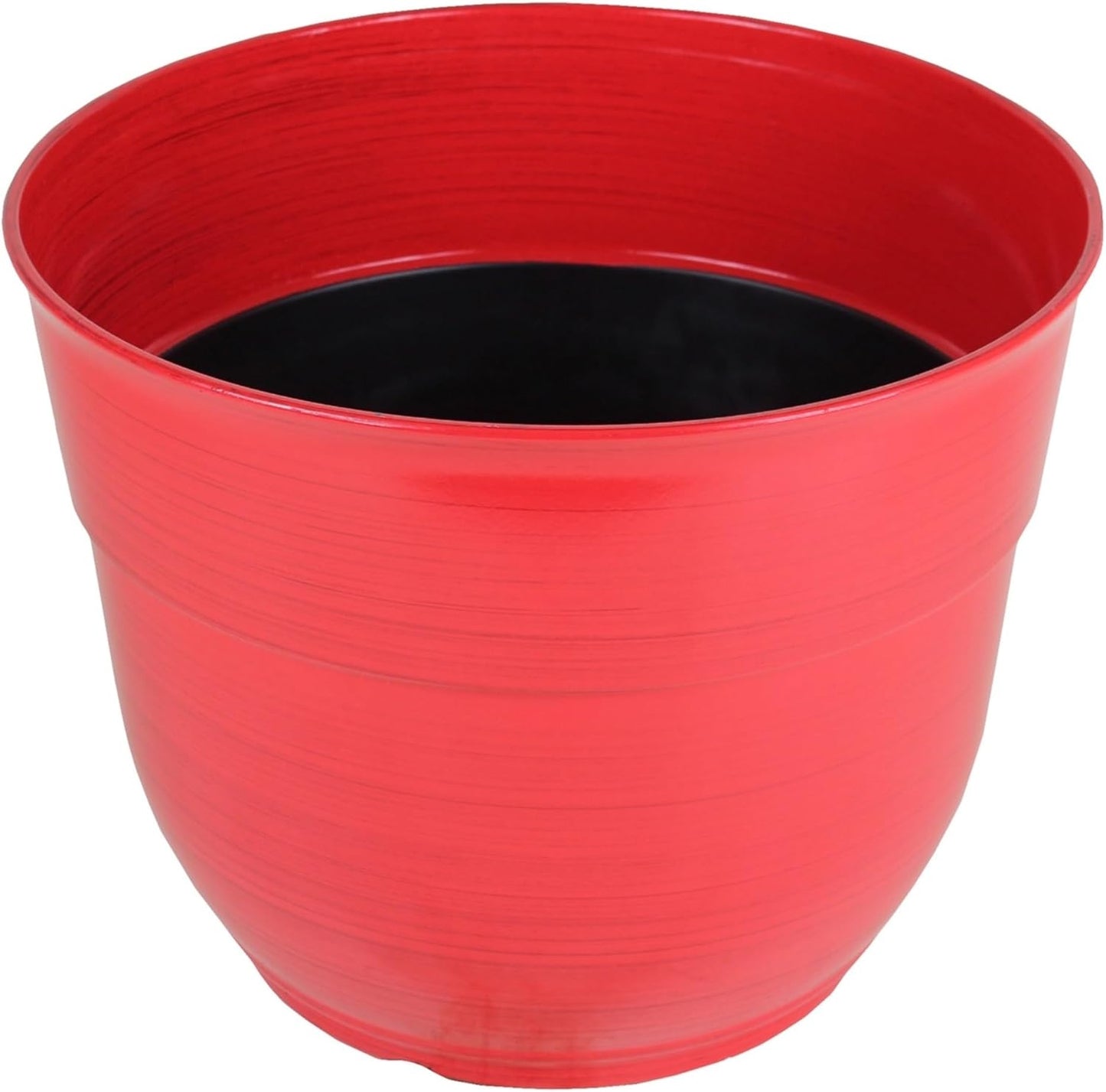 Garden Elements Indoor/Outdoor Glazed Brushed Happy Plastic Planter, Large, Bright Pink, 15"