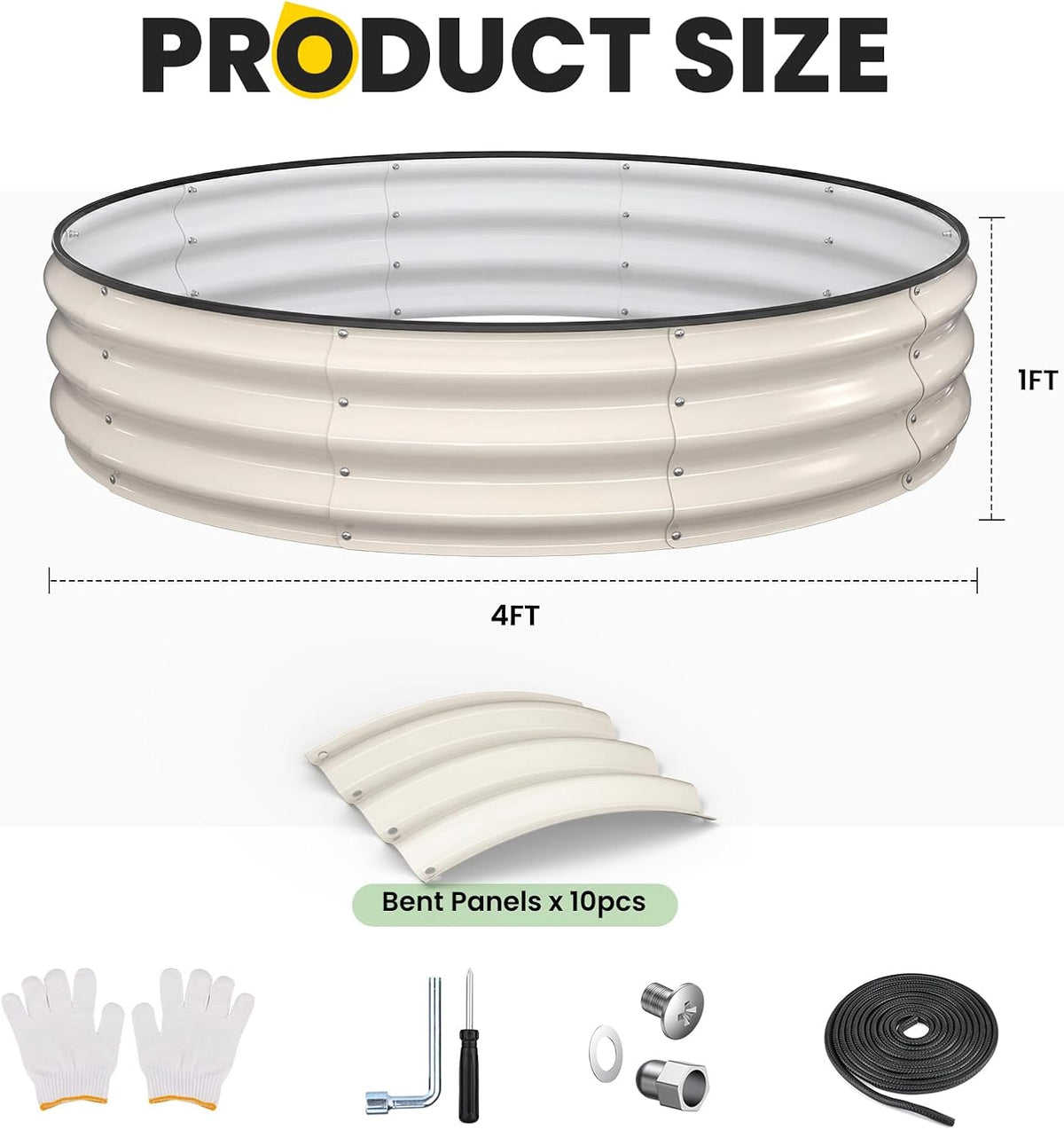 Pattiumo Galvanized Raised Garden Bed 4×4×1 FT, Round Metal Raised Garden Bed Outdoor Planter Box with Open Bottom, Rust-Resistant Steel Garden Bed for Vegetables Herbs Flowers, Easy Assembly