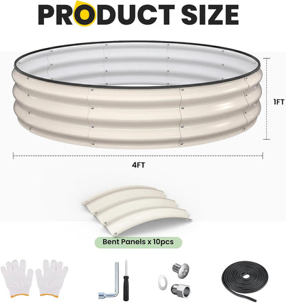Pattiumo Galvanized Raised Garden Bed 4×4×1 FT, Round Metal Raised Garden Bed Outdoor Planter Box with Open Bottom, Rust-Resistant Steel Garden Bed for Vegetables Herbs Flowers, Easy Assembly