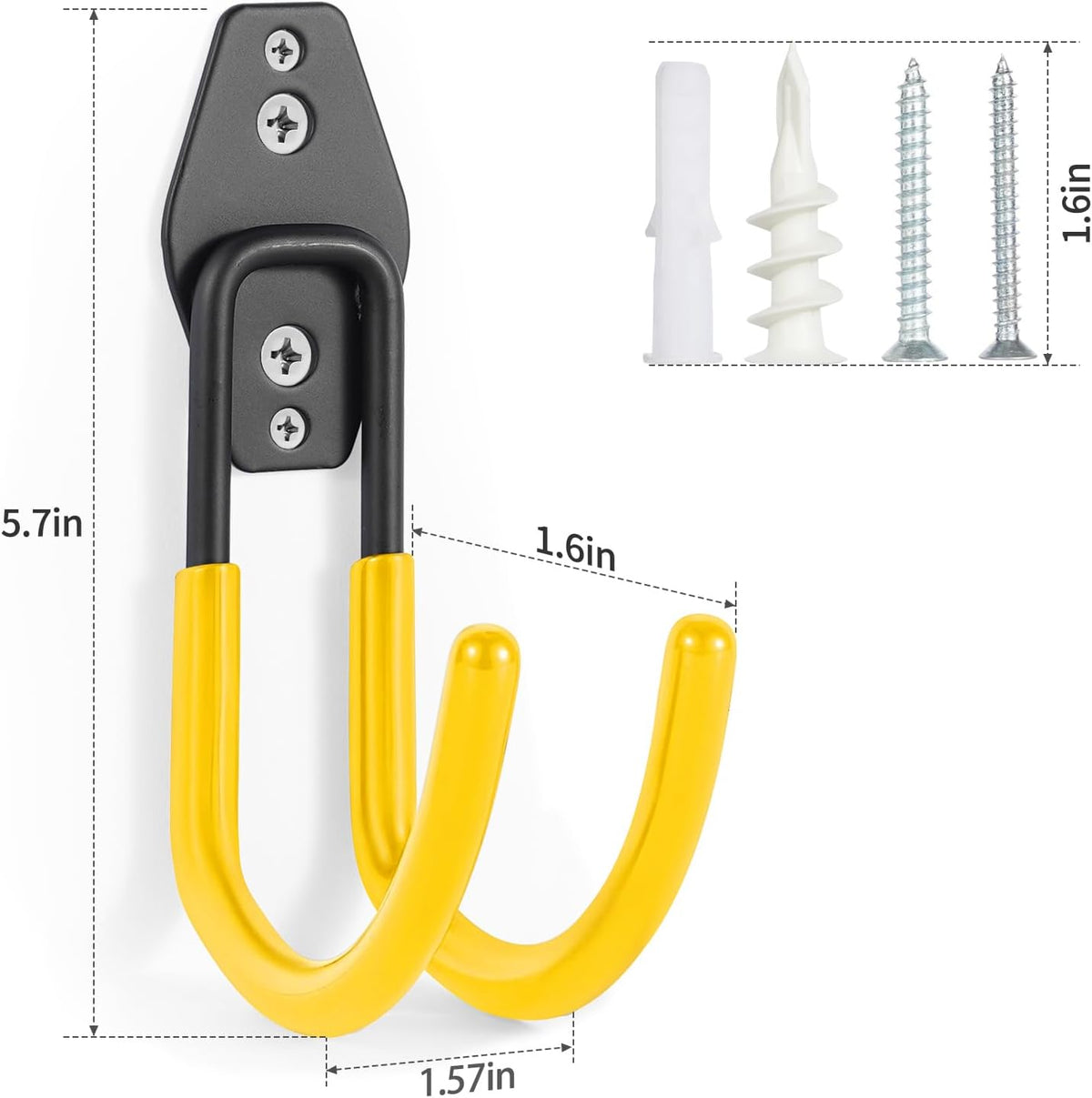 Hose Hanger Wall Mount 2 Pack,Heavy Duty Hose Holder with Screws Metal Hose Hangers for Outside,Hose Rack Suitable for Garage,Garden and Yard