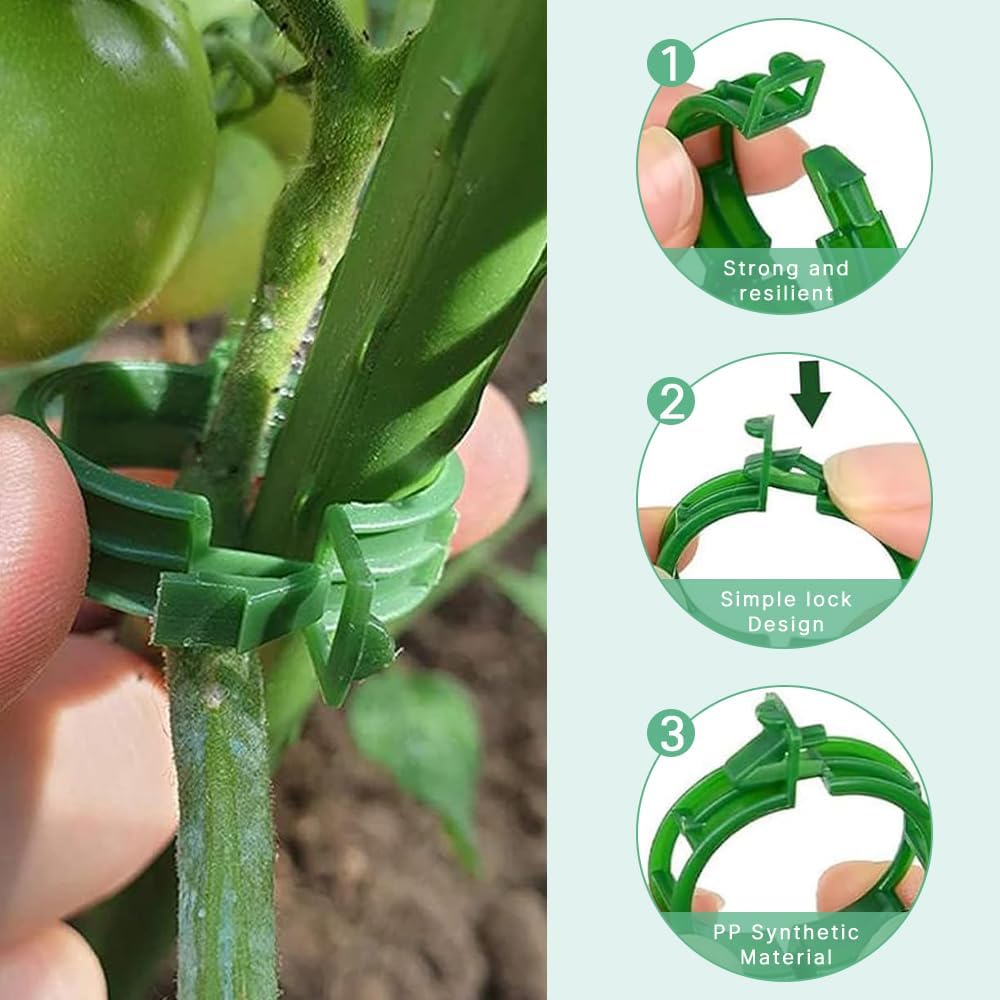 Secured Plastic Plant Clip, New Reusable Plant Support Clips Plastic Clips Tomato Clips for Securing Plants for Climbing Plants, Grape, Vegetable Stems (50, White)