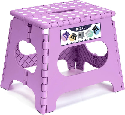 Folding Step Stool 13 Inch,300 Lbs Step Stool for Adults Black