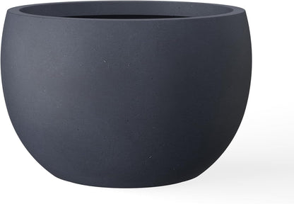 Large Round Bowl Vintage BRN Concrete Planter 19.9" Dia, Outdoor