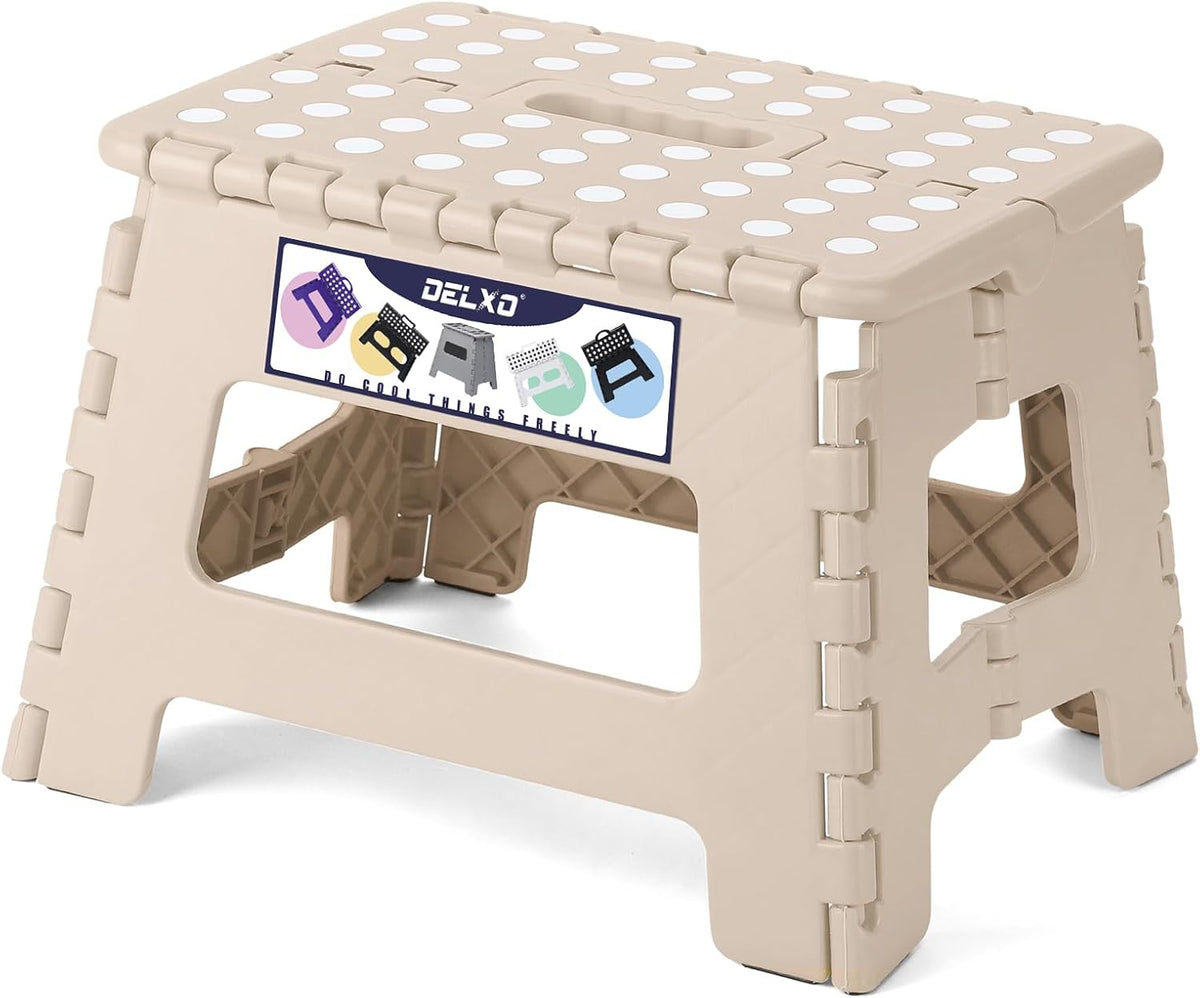 Folding Step Stool 13 Inch,300 Lbs Step Stool for Adults Black
