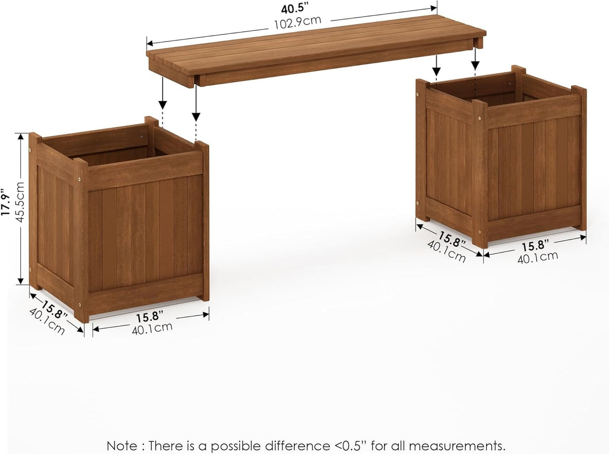 Furinno FG17478 Tioman Outdoor Patio Furniture Hardwood Potting Bench, Natural