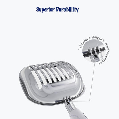 Cat Litter Scoop, Aluminum Alloy Sifter, Kitty Metal Scooper, Deep Shovel, Long Handle, Poop Sifting, Kitten Pooper Lifter, Durable, Heavy Duty, for Litter Box