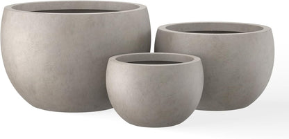 Large Round Bowl Vintage BRN Concrete Planter 19.9" Dia, Outdoor
