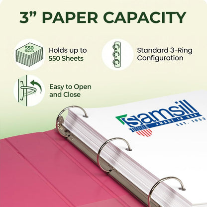 Samsill BioBinder 2 Inch (4-Pack) - Durable Plant-Based 3 Ring View Binder, USDA Certified Biobased, Customizable Nonstick Cover & Spine - 425 Sheet Capacity, Letter Size School Office Organizer