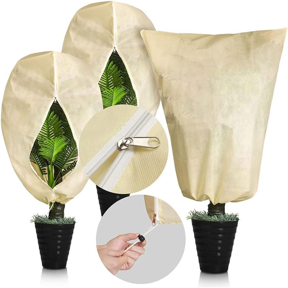 Plant Covers Winter Freeze Protection 1 Pack 78.74'' X 94.49'' Reusable Frost Blanket Tree Wrap Cloth with Drawstring and Zipper for Outdoor Cold Weather - Green