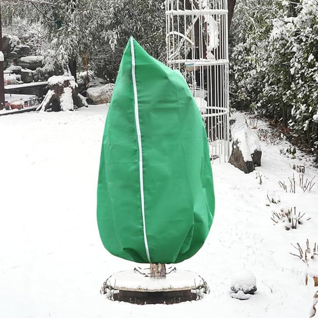 Plant Covers Winter Freeze Protection 1 Pack 78.74'' X 94.49'' Reusable Frost Blanket Tree Wrap Cloth with Drawstring and Zipper for Outdoor Cold Weather - Green