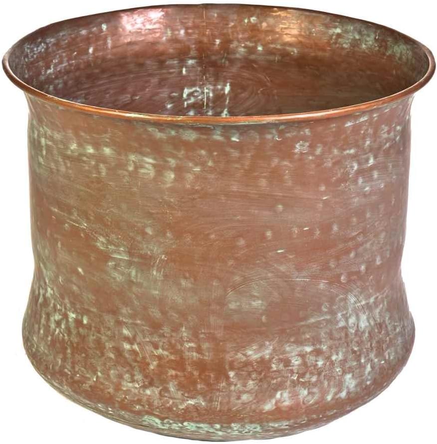 CobraCo – Copper Finish Cylinder Hose Holder – 17 in. x 13 in. Powder‑Coated Metal – For Garden Hose Storage | Patio Décor | Outdoor Organization