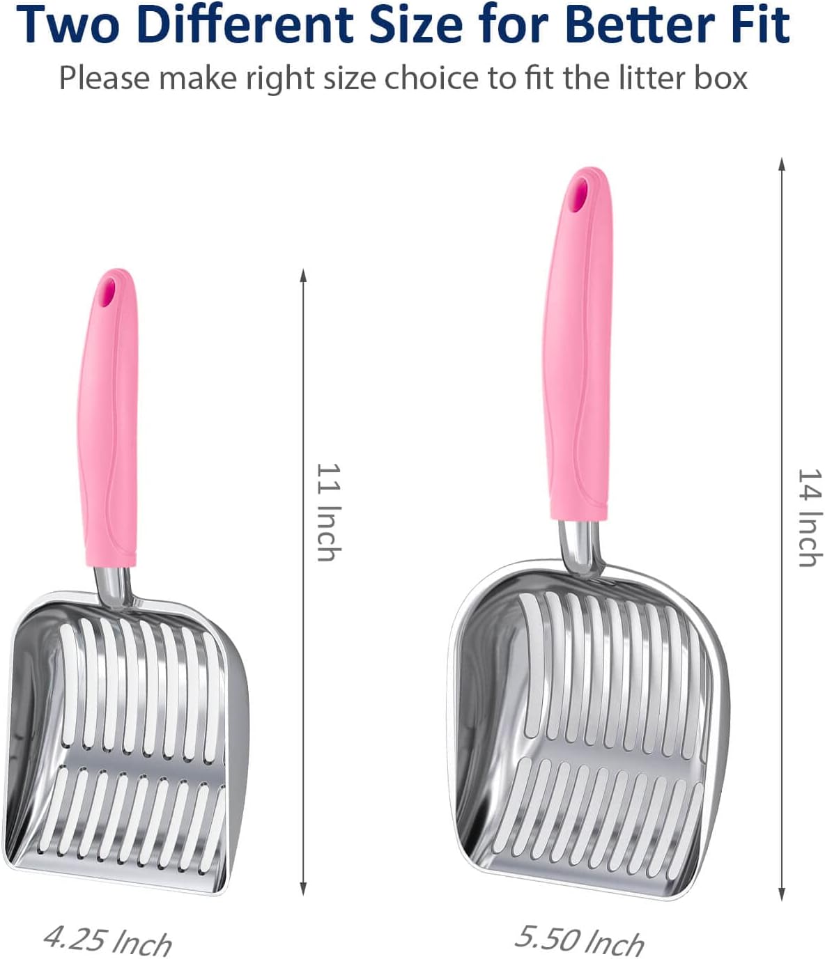 Cat Litter Scoop, Aluminum Alloy Sifter, Kitty Metal Scooper, Deep Shovel, Long Handle, Poop Sifting, Kitten Pooper Lifter, Durable, Heavy Duty, for Litter Box