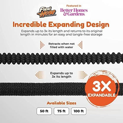 Flexi Hose Lightweight Expandable Garden Hose, 150FT -Retractable Garden Hose, Water Hose - No-Kink Flexibility, 3/4 Inch Solid Brass Fittings and Double Latex Core