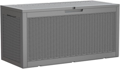 Devoko 100 Gallon Waterproof Large Resin Deck Box Indoor Outdoor Lockable Storage Container for Patio Furniture Cushions Garden Tools (100 Gallon, Black)