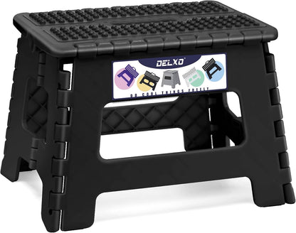 Folding Step Stool 13 Inch,300 Lbs Step Stool for Adults Black