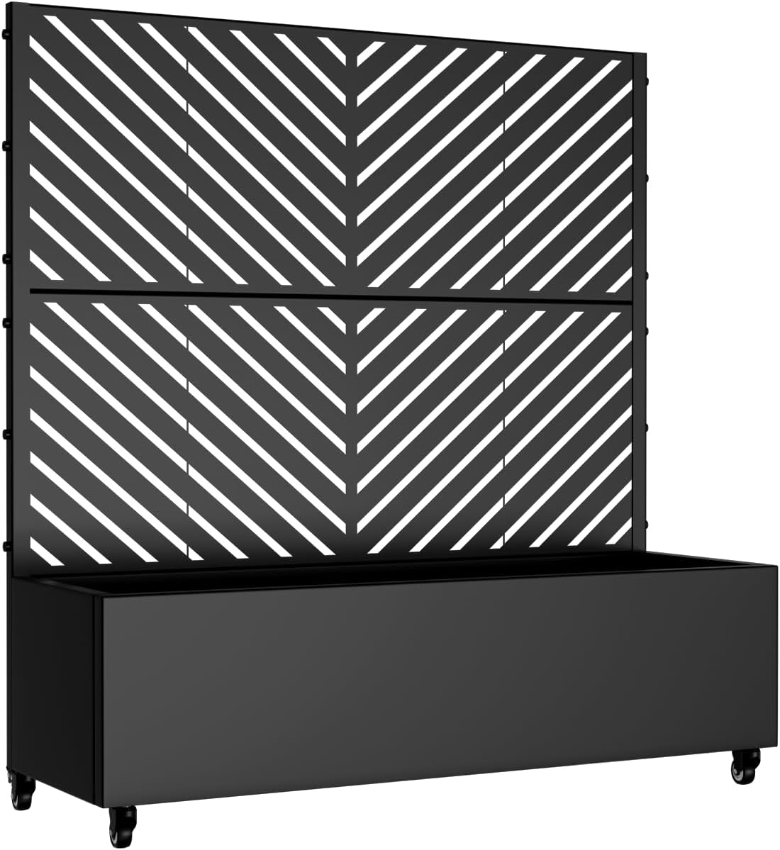 Casaphoria Metal Raised Garden Bed with Trellis and Wheels, 72"x47"x16" Planter Box for Climbing Plants, Vegetables & Vines, Features Drainage Holes and Privacy Screen (Black-Louver) - Colors C