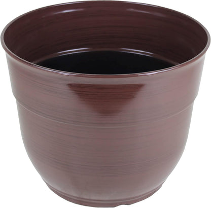 Garden Elements Indoor/Outdoor Glazed Brushed Happy Plastic Planter, Large, Bright Pink, 15"