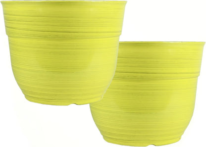 Garden Elements Indoor/Outdoor Glazed Brushed Happy Plastic Planter, Large, Bright Pink, 15"