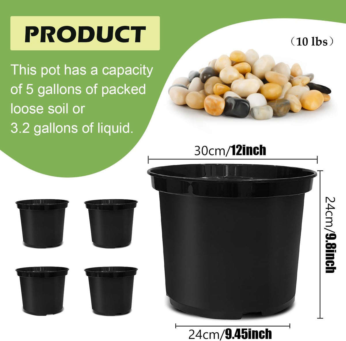 5 Gallon Nursery Pots (10-Pack) + 50ft Garden Hose with Spray Nozzle + 3-in-1 Soil Tester for Moisture/Light/pH | All-in-One Gardening Kit for Indoor/Outdoor Plants, Gardening Gifts for Women