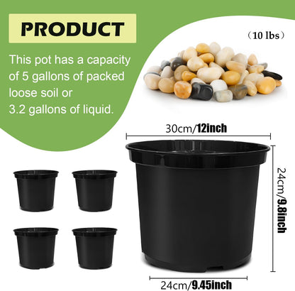 5 Gallon Nursery Pots (10-Pack) + 50ft Garden Hose with Spray Nozzle + 3-in-1 Soil Tester for Moisture/Light/pH | All-in-One Gardening Kit for Indoor/Outdoor Plants, Gardening Gifts for Women